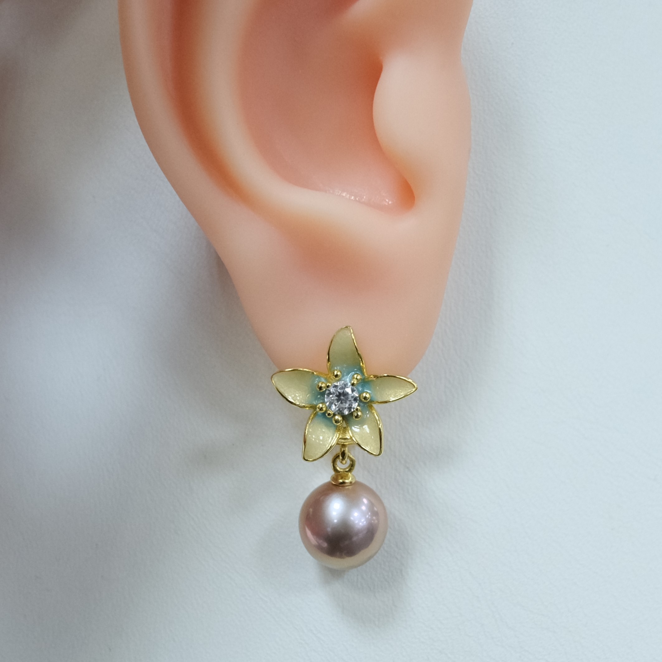 Серебряные серьги с жемчугом Эдисон "Цветы"